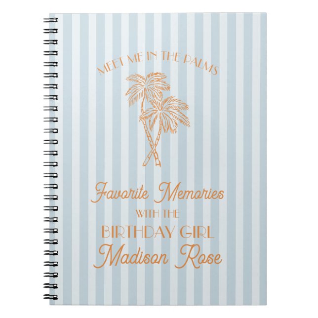 Blue Palm Springs Favourite Memories with Birthday Notebook (Front)