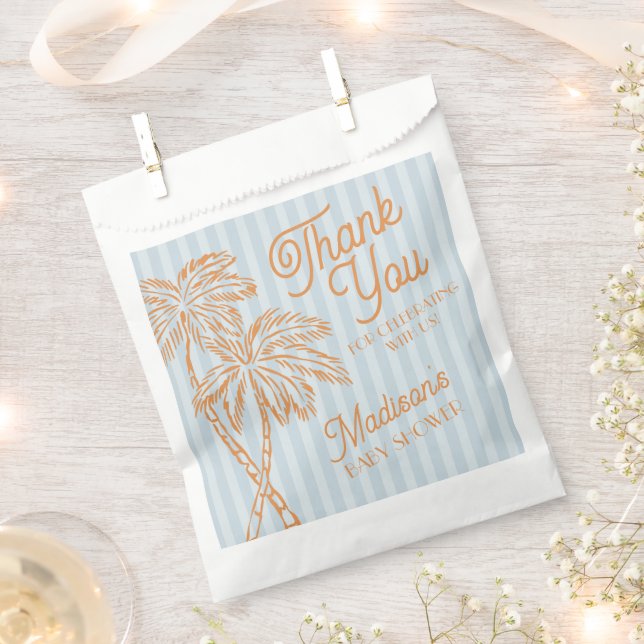 Blue Palm Springs Pastel Beach Baby Shower Cookie Favour Bag (Clipped)
