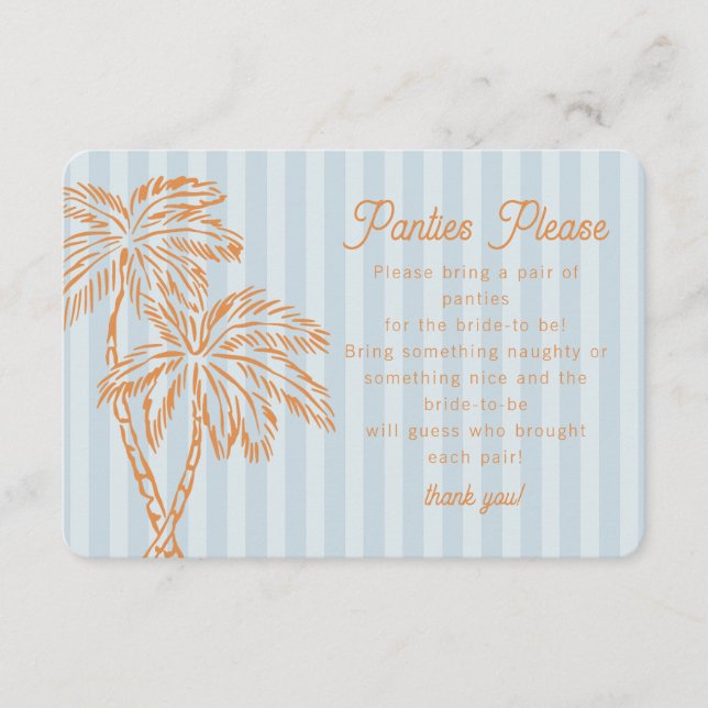 Blue Palm Springs Pastel Beach Panties Please Enclosure Card (Front)