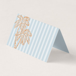 Blue Palm Springs Pastel Beach Party Place Cards