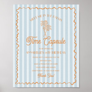 Blue Palm Springs Pastel Beach Time Capsule Poster