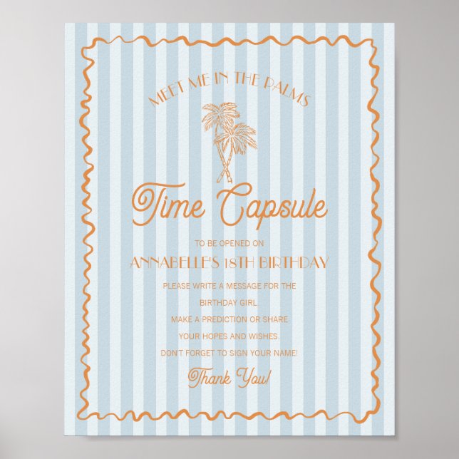 Blue Palm Springs Pastel Beach Time Capsule Poster (Front)