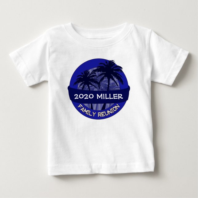 Blue palm tree custom year name reunion tshirt (Front)