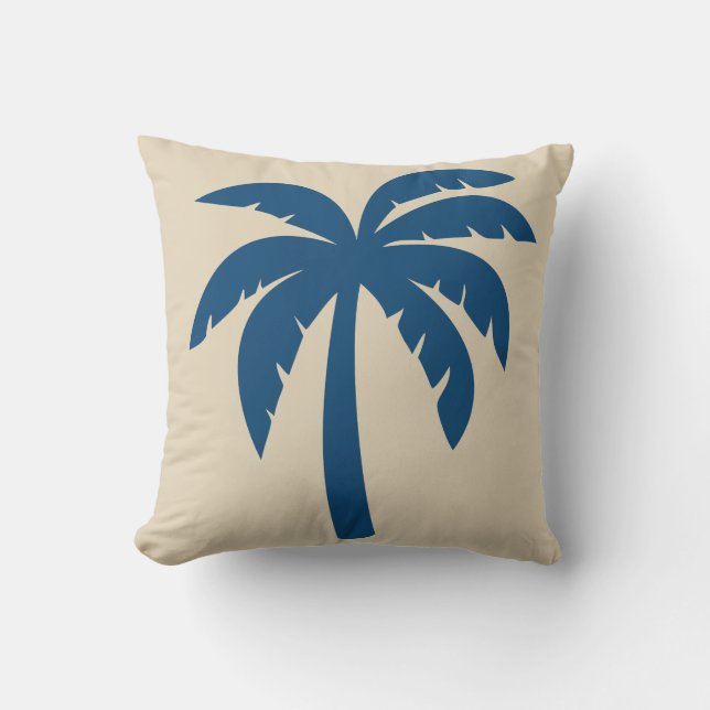 Blue Palm Tree Pillow (Front)