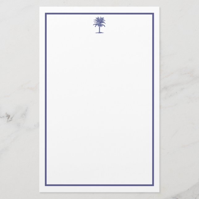 Blue Palm Tree Stationery (Front)