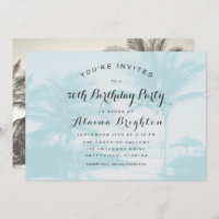 Blue Palm Trees Custom Birthday Party Invitation