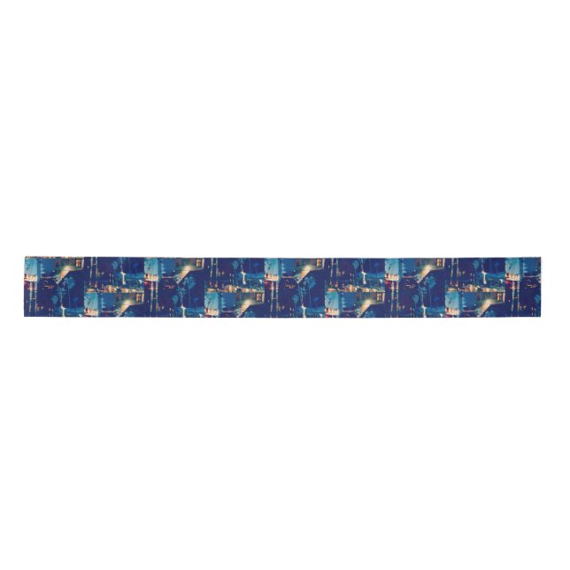Blue Palm Trees Satin Ribbon (Front)