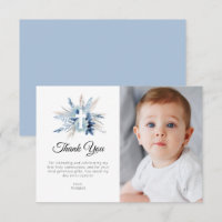 blue pampas floral first communion thank you card