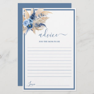 Blue Pampas Grass Advice for Mom To Be card