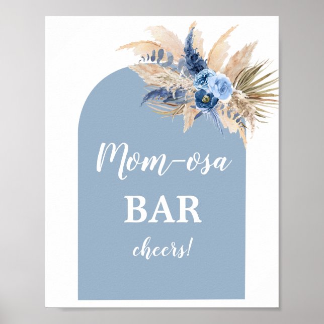 Blue Pampas Grass Mimosa Bar Boy sign (Front)