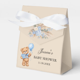 Blue Pampas Teddy Bear Roses Baby Shower Favor Box
