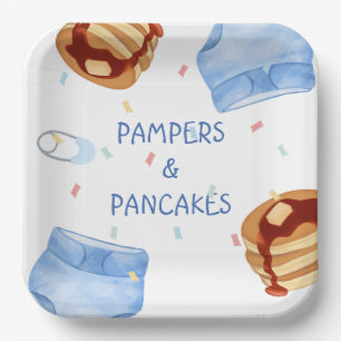Blue pampers and pancakes plates