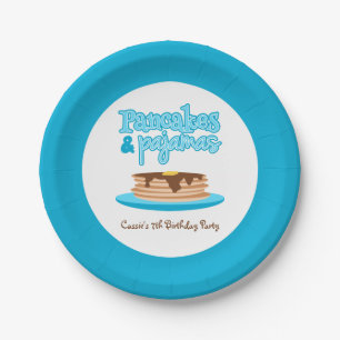 Blue Pancakes and Pyjamas Birthday Party Paper Plate