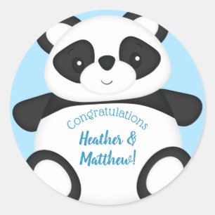 Blue Panda Bear Baby Shower Classic Round Sticker