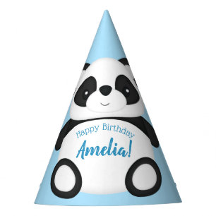 Blue Panda Bear Birthday Party Hat