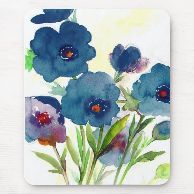 Blue pansies mouse pad (Front)