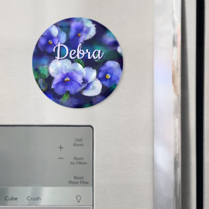 Blue Pansies Pansy Flower Floral Personalized Magnet