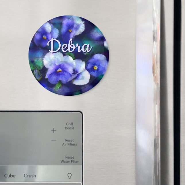 Blue Pansies Pansy Flower Floral Personalized Magnet (In Situ (Fridge))