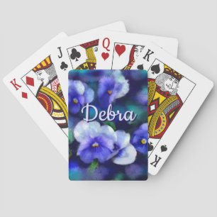 Blue Pansies Pansy Flower Floral Personalized Playing Cards