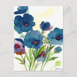 Blue pansies postcard