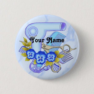 Blue Pansy Beautician 2 Inch Round Button