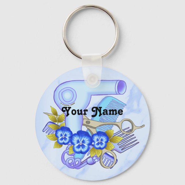 Blue Pansy Beautician   Keychain (Front)
