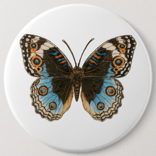 Blue Pansy Butterfly 6 Inch Round Button