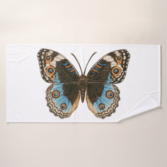 Blue Pansy Butterfly Bath Towel Set (Bath Towel)