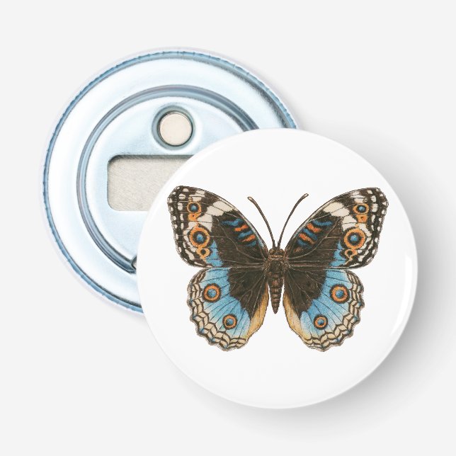 Blue Pansy Butterfly Bottle Opener (Front)