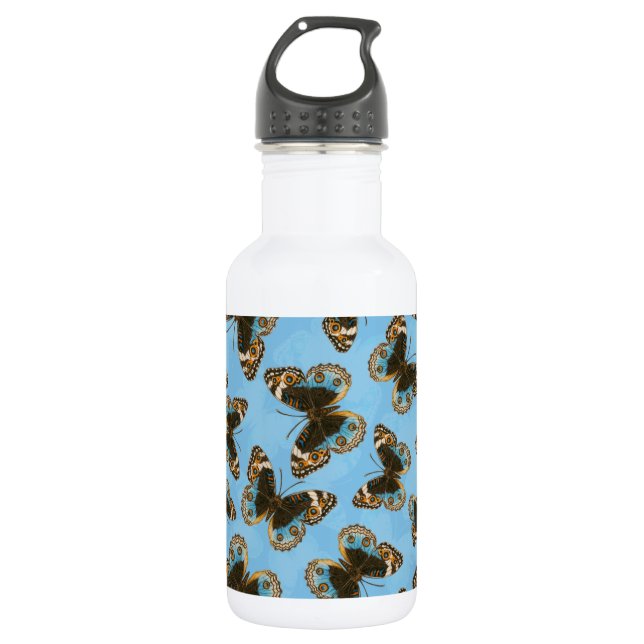 Blue Pansy Butterfly pattern 532 Ml Water Bottle (Front)