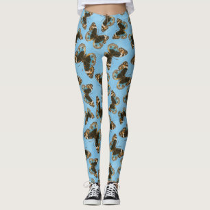 Blue Pansy Butterfly pattern Leggings