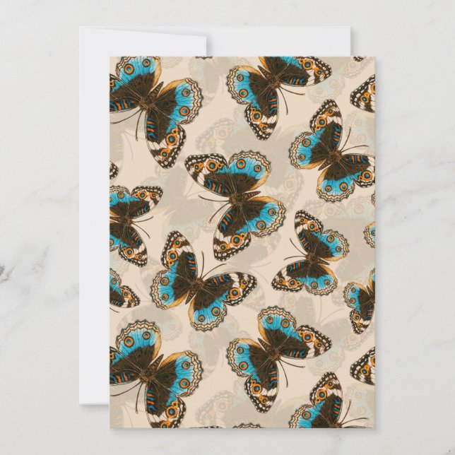 Blue Pansy Butterfly pattern on off white (Front)
