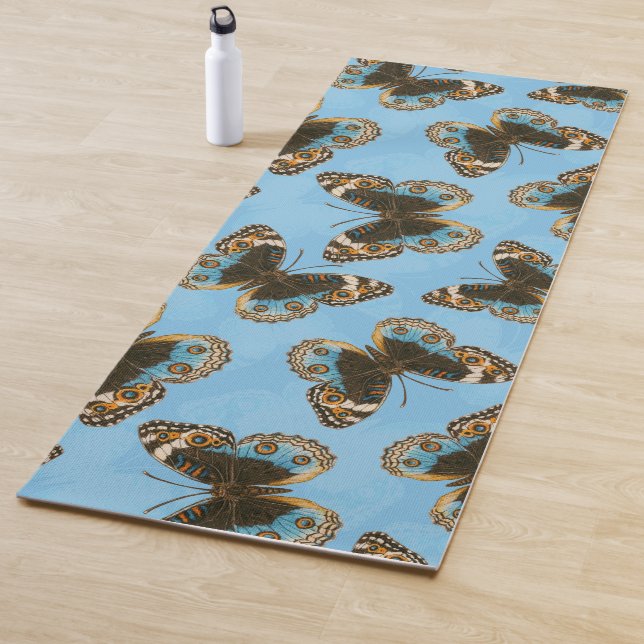 Blue Pansy Butterfly pattern Yoga Mat (In Situ)