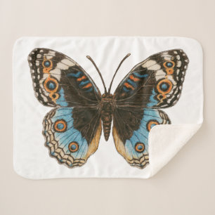 Blue Pansy Butterfly Sherpa Blanket