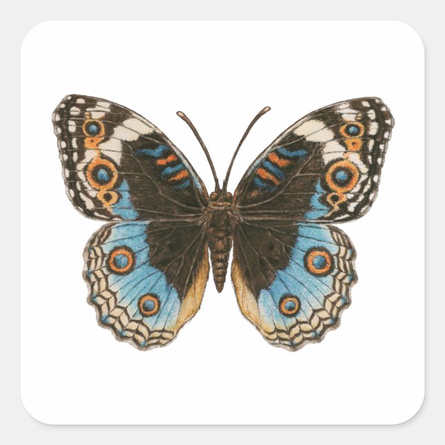 Blue Pansy Butterfly Square Sticker (Front)