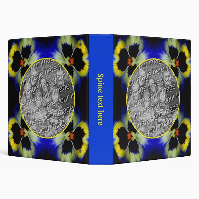 Blue Pansy Flower Frame Create Your Own Photo Binder (Background)