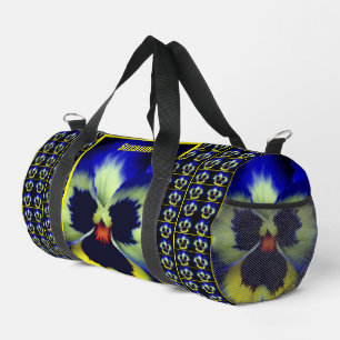 Blue Pansy Flower Personalized Duffle Bag