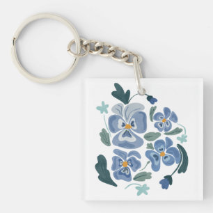 Blue Pansy Flowers Aesthetic Pansies Keychain