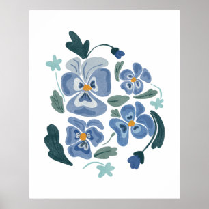 Blue Pansy Flowers Aesthetic Pansies Poster