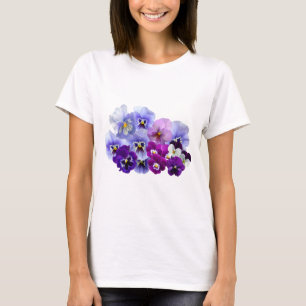 Blue Pansy Flowers Floral Spring Pansies T-Shirt