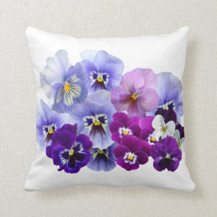 Blue Pansy Flowers Floral Spring Pansies Throw Pillow