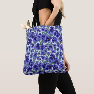 Blue Pansy Flowers Tote Bag