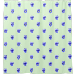 Blue Pansy on Mint - shower curtain