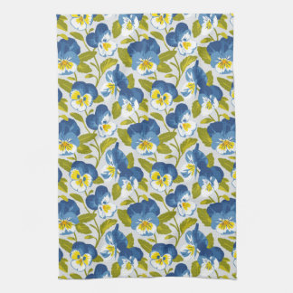 Blue Pansy Pattern Kitchen Towel