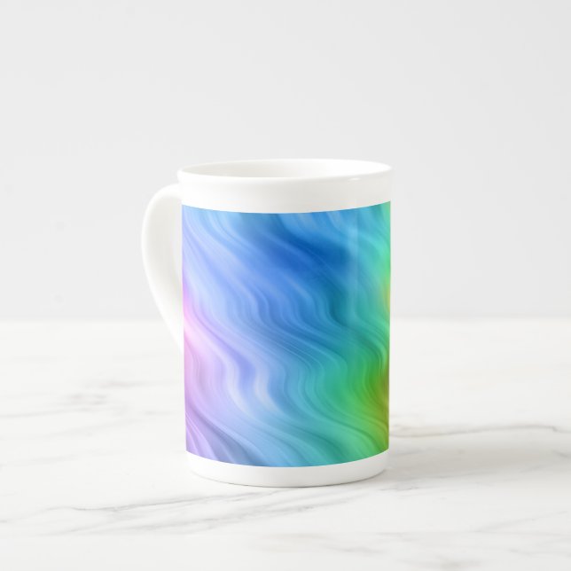 Blue Pansy Wavy Texture Bone China Mug (Front Left)
