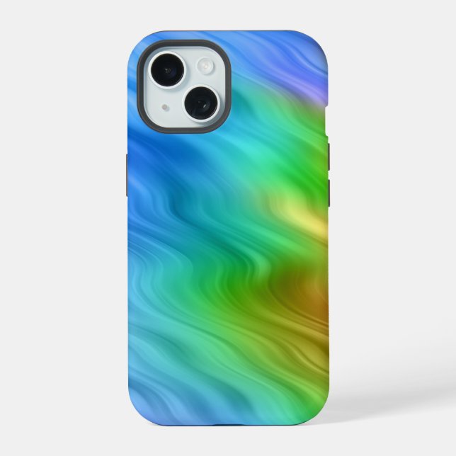 Blue Pansy Wavy Texture iPhone 15 Case (Back)