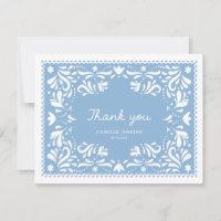 Blue Papel Picado Baby Shower Thank you Card