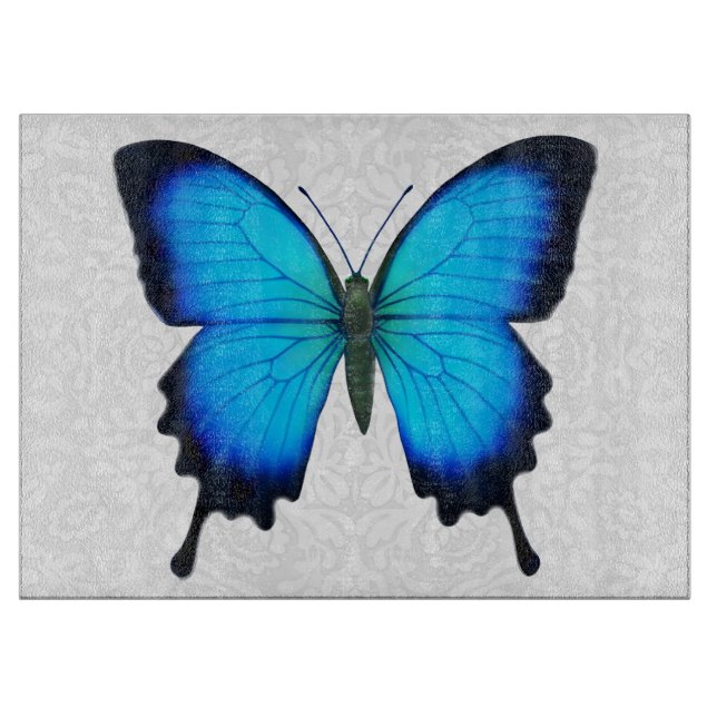 Blue Papilio Ulysses Butterfly Cutting Board (Front)