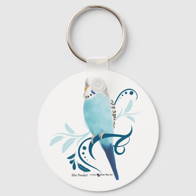 Blue Parakeet Keychain (Front)