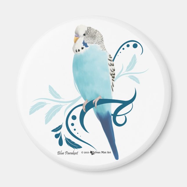 Blue Parakeet Magnet (Front)